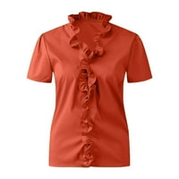 Modni vrhovi za žene Ženski ljetni ruffle V-izrez kratki rukav, pune majice, majice, na vrhu majice