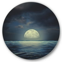 Art DemandART 'Super Moon preko mora II' nautički i obalni metalni krug Zidna umjetnost - disk od