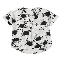 WRCNOTE DAMIES T majica Šifon ljetni vrhovi Cvjetni tiskani dnevni list labavi majica Batwing rukavi TEE bijeli 3xl