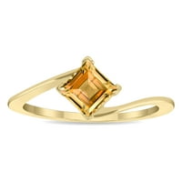 Ženski valni prsten u obliku ženskog pasijansa u 10K žutom zlatu