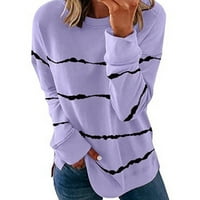 Pad čišćenja Ženski vrhovi modni ženski ljetni majica s dugim rukavima Stripe ispis labavih bluza