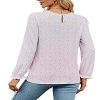 Zodanni žene vrhovi cvjetni ispis tunika bluza labava majica Elegantne tee radne majice Pink L