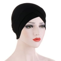 Šeširi za ženskom turbanskom solidno smanjenim muslimanskom čišćenjem dame šešira crna jedna veličina