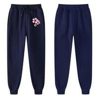 Petite široke pantalone za noge za žene boho sportske pantalone na srednjem struku cvjetni otisci Radne