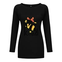 Košulja za žensku modnu ispis dugih rukava labava okrugla bluza za vrat jesen Jesen čvrsti boje casual