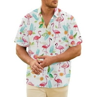 Muška majica Flamingo Casual gumb dole na havajsku košulju koja prozračna košulja za viljušku s kratkim