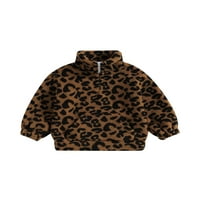 Jaweiwi Dječji dječaci Djevojke Zimska topla jakna 3T 4T 5T 6T 7T Fuzzy Dugi rukav Leopard Ispis Dukserica