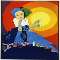 Žena sa mnogim poklonima, u Art Deco stilskom posteru Print Mary Evans Library Slika