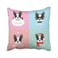 Crni sladak portret boston terijera štenad psa Pup rođendan, pasji crtin clip jastučni jastučni jastuk