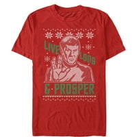 Muška zvijezda Trek spock žive dugi i prosperirani ružni božićni grafički grafički tee crveni veliki