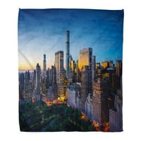 Baci za toplu ugodno print Flannel New York City Neverovatni izlazak sunca nad središnjim parkom i gornjom istočnom bočnom manhetnu udobnu meku za kauč za krevet i kauč