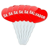 Salvador Heart Love Cupcake Pick Toppers - Set od 6