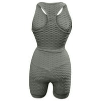 Pant odijela za ženske prerade mršave midljene duljine koljena elastična struka Sportski joga dvodijelni set sivi xxl