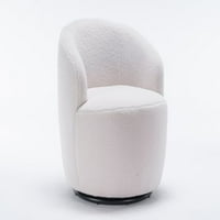 TEDDY TABRIC Okretna stolica, 360 ° okretna stolica za okretnu bačvu sa čvrstim metalnim prstenom, comfy sofa fotelja stolice sa ergonomskim naslonom za naslon, tapecirana stolica za čitanje sa dnevnim boravkom, bjelokosti bijeli