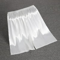 Muški elastični struk svilene satenske pidžame kratke hlače za noćne haljine dno dno bijele l
