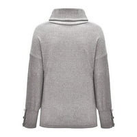 Duks pulover Duge Duge žene Turtleneck Pleteni vrhovi kaputi sa dukserom kaputa za žene