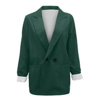Dž dame dugi dugi puff rukav puna boja naletana jakna dame kardigan džep casual jakna zelena l ženski