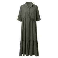 Haljina Ženska Ležerna moda Solidna haljina Ovratnik Dugi rukav Dress Haljina Haljina Ženska odjeća