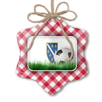 Zastava božićne ornament fudbalske ekipe Bosna i Hercegovina Red Plaid Neonblond