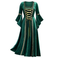 Ženska haljina plus veličina hladnog patchwork zavoja dugih rukava dugi haljina slobodno vrijeme zelena