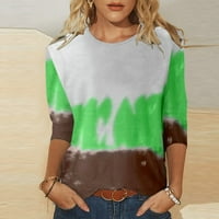 Odeerbi majice za ženska modna tiskana majica Srednja duljina rukava bluza okrugli vrat casual vrhovi