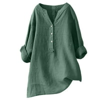 Ljetne esencijalnosti Otemrcloc Žene Čvrsto postolje ovratnik dugih rukava majica casual labav bluza