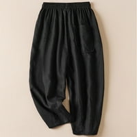Cethrio plus veličina ženske hlače čišćenje Harlan pune pamučne posteljine casual crne hlače veličine