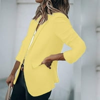 Huaai Womens Blazers Casual Dame Fashion Solid Color dugih rukava od reverske odijele mala jakna žuta