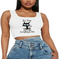Seksi plesne žene T majice bez rukava ljeto obrezano gornja slova tiskane rezervoar za ispis dizajnih