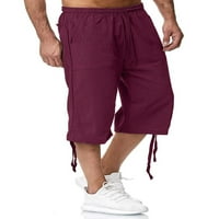 Seksi ples mens caprit hlače nacrtavanje elastičnih struka pune boje dno casual jogger kapris pantalone