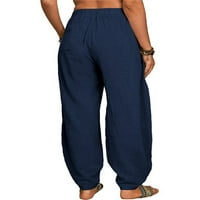 Biekopu ženske elastične struine pantalone, bageriste pantalone u boji, labave fit multi-džepne casual duge hlače