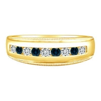 0. Carat plavi i bijeli prirodni dijamantski vjenčani prsten za vjenčanje 10K čvrsto žuto zlato Veličina-10