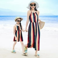Majka i kćerke haljine Vintage cvjetne ispisane špagete kaiševe V-izrez plaže Cami haljina
