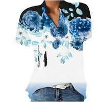 Cofeemo ženske majice modne tipke za štampanje V-izrez kratki rukav vrhunska bluza uzročno labavi ljetni