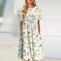 Yubatuo Ženske oblače Ženska ljetna casual midi haljina Ljeto kratkih rukava cvjetne košulje haljine
