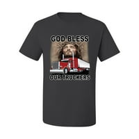 Bog blagoslovi naše kamionere inspirativne kršćanske muške grafičke majice, ugljen, X-veliki
