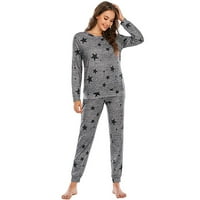 Ženske pidžame set s dugih rukava za spavanje za spavanje za spavanje, noćna odjeća Soft PJS saloni