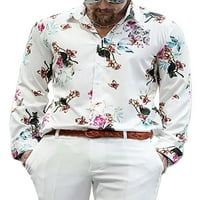 Capreze muškarci cvjetni print The Tors Regular Fit Rever izrez košulje Havajska tunika Bluza s dugim