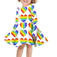 Obnovljene haljine za djevojke Rainbow Love Manseck suknje Dečiji dečji dugi rukavi Duljina koljena