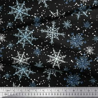 Soimoi Black Rayon tkanine sniježne pahuljice i zvijezda tiskano tkaninsko dvorište široko