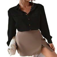 Crna elegantna obična košulja Ogrlice ženske bluze