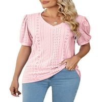 Colisha Women Ljetni vrhovi izdubljena majica Majica Majica Comfy Beach Short rukav tunik Bluza Pink