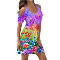 Yubatuo Ženske haljine Plaže Haljine za žene Trendy Ljeto cvjetni špageti za hladno rame s kratkim rukavima