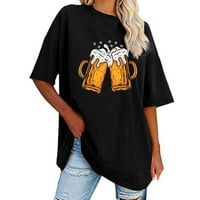 Ženska majica za pivo za pivo Ležerne prilike Crew izrez Loose Side Split Top