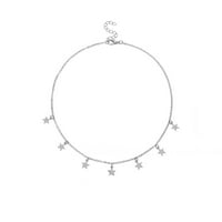 Modni jednostavan zadebljani pentagram privjesak za ogrlice od zvijezda, srebro