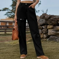 Ženske hlače High Struk tegore zaklopke džepove Borbene vojne pantalone široke noge casual traperice
