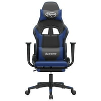 Gaming stolica sa nogom crna i plava Fau koža