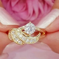 Štetno žene prsten kubični cirkonski zirkonski otvor za okrugle aluminijumski oblik krila prsten za vjenčanje prsten