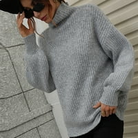 Ersazi ženske modne ženske modne modne pulover s visokim vratom dugih rukava opuštenog čvrstog džemper