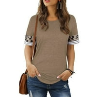 VEDOLAY WOMENS vrhovi ženske ljetne majice V izrez Casual Thirts Puff rukavi za žene, B-Khaki XL